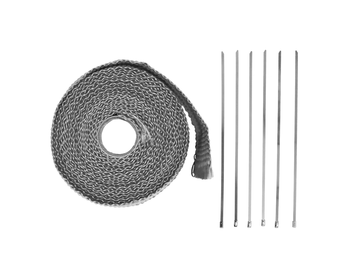 Cinta Aislante Térmica Para Tubo De Escape, 5 M, Fibra De Vidrio Con Unión De Aleación De Acero, Color Negro, Para Coche Y Motocicleta.