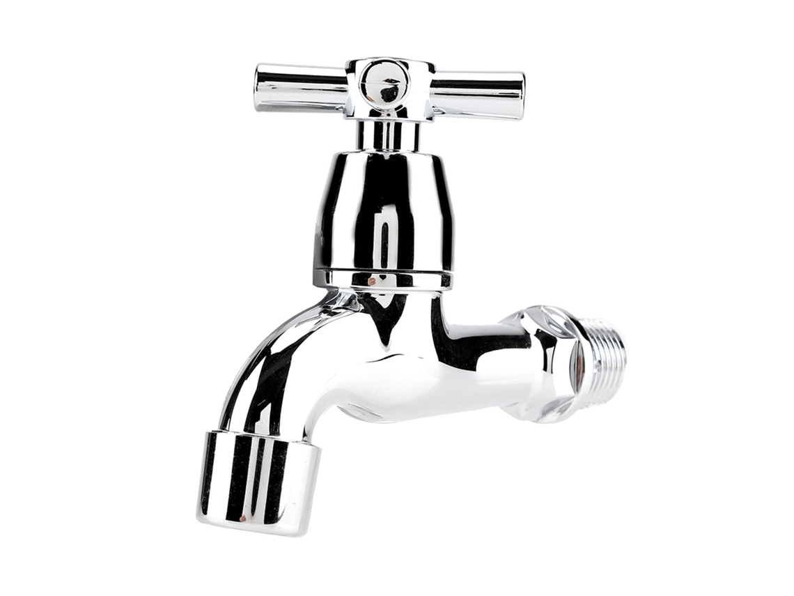 Grifo para lavadora, lavabo con caño y manija única, color plateado