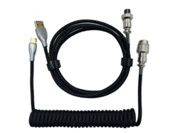 Cabo Enrolado Para Teclado Mecânico Gamer Retrátil Profissional Conector Robusto Preto