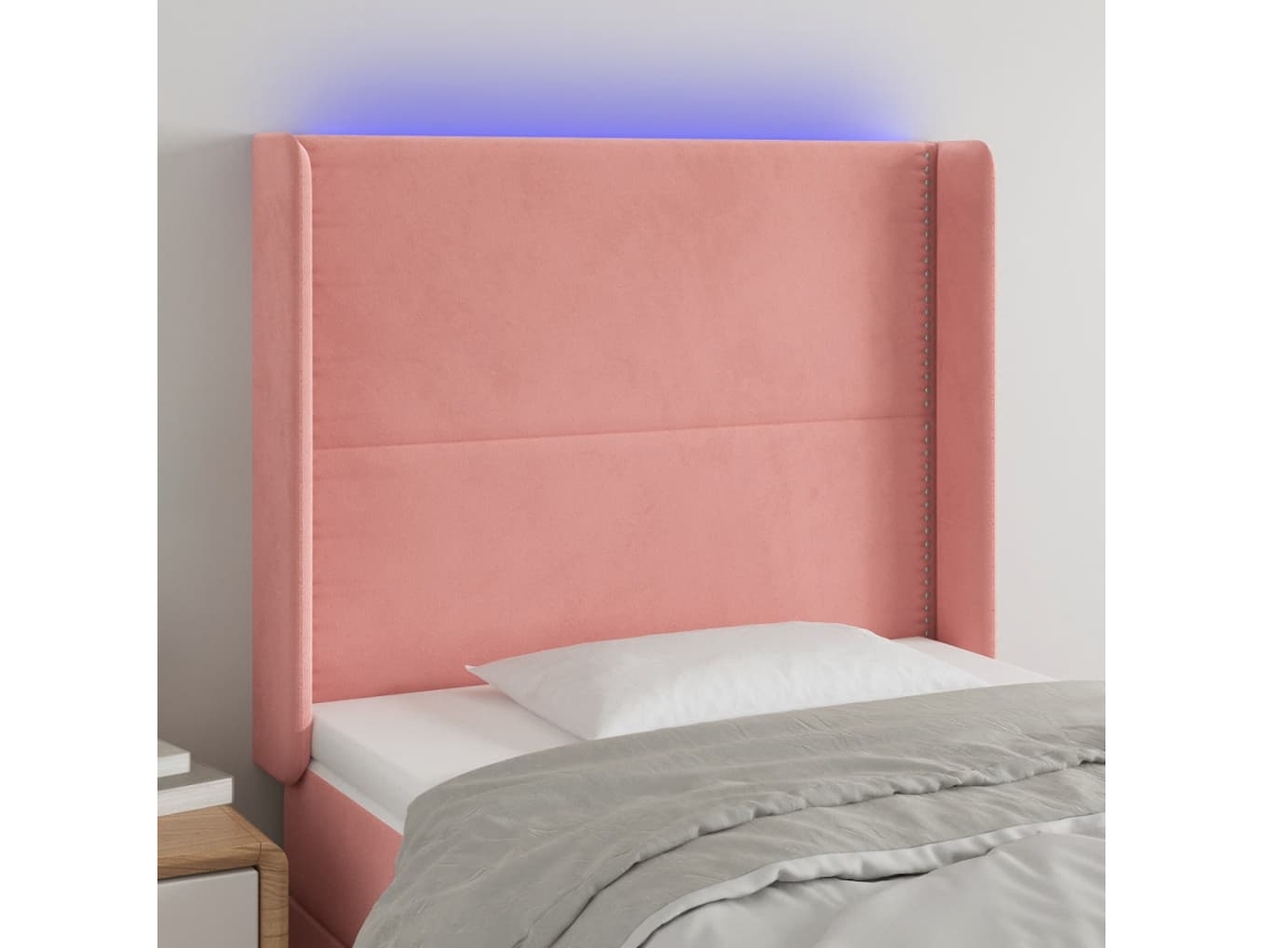 Cabecero Con Led De Terciopelo Rosa 93x16x118/128 Cm