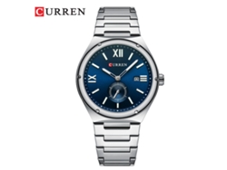 Reloj De Cuarzo De Dos Manecillas, Resistente Al Agua, Con Brazalete De Acero Inoxidable Y Pulsera Informal Para Hombre (azul Plateado).