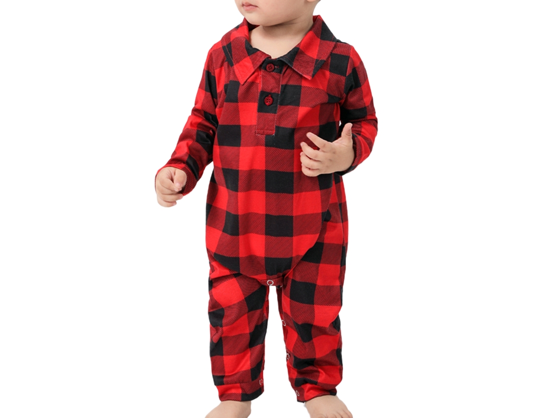2026altiro-pijamas Navideños Familiares A Cuadros De Manga Larga Sueltos Sin Pelusas Para Padre Hijo Mascotas Rojo Bebé 6-9m