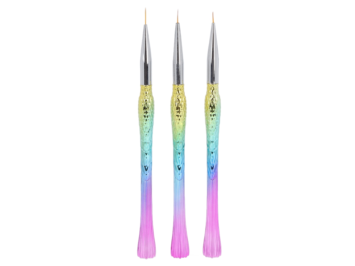 3 pinceles profesionales para decoración de uñas, ideales para líneas y pintura en gel (7/9/12 mm).