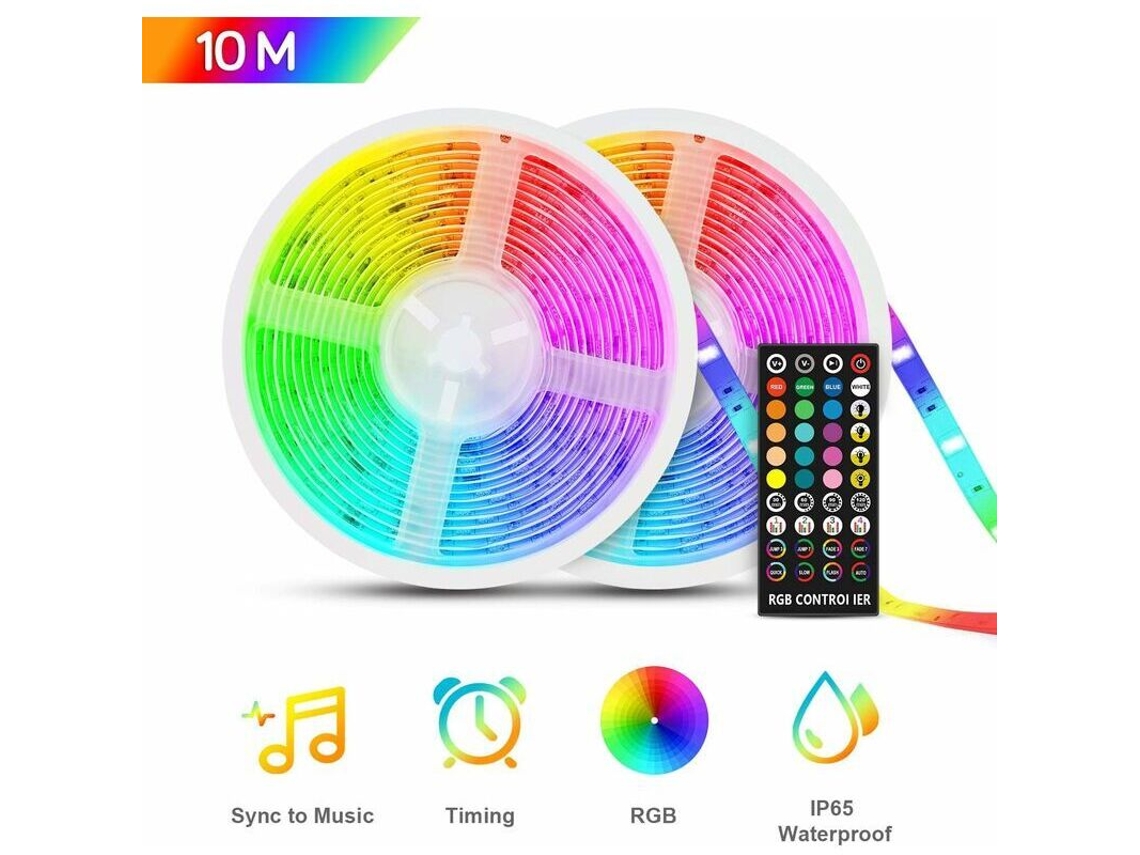 Tira Led Impermeable De 10 M – Rgb5050 12 V Multicolor – Uso