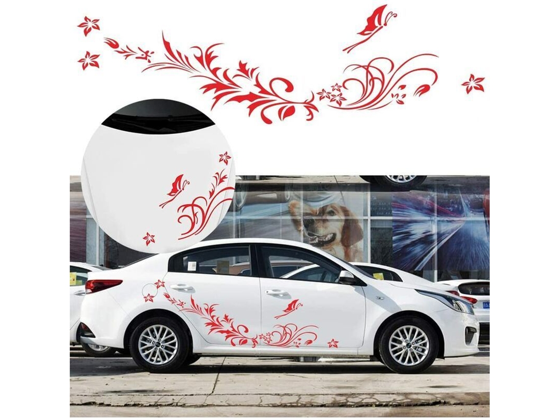 1 Paquete De Pegatinas Autoadhesivas De Vinilo Con Diseño Floral De Libélula Y Ratán Para El Lateral Del Camión.