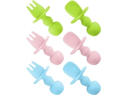 6 Cucharas Y Tenedores De Silicona Para Bebés, Utensilios De Alimentación Para El Aprendizaje Independiente, Seguros Y Suaves.