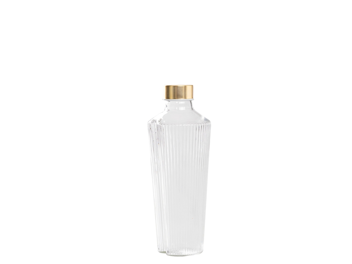 Botella Práctica De Vidrio De Borosilicato Transparente Con Decoración De Ranura Vertical, Elegante Diseño De Mesa, Accesorio Versátil Y Funcional.