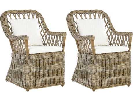 Conjunto de 2 Sillas BELIANI de Jardim Rattan Color Natural Maros