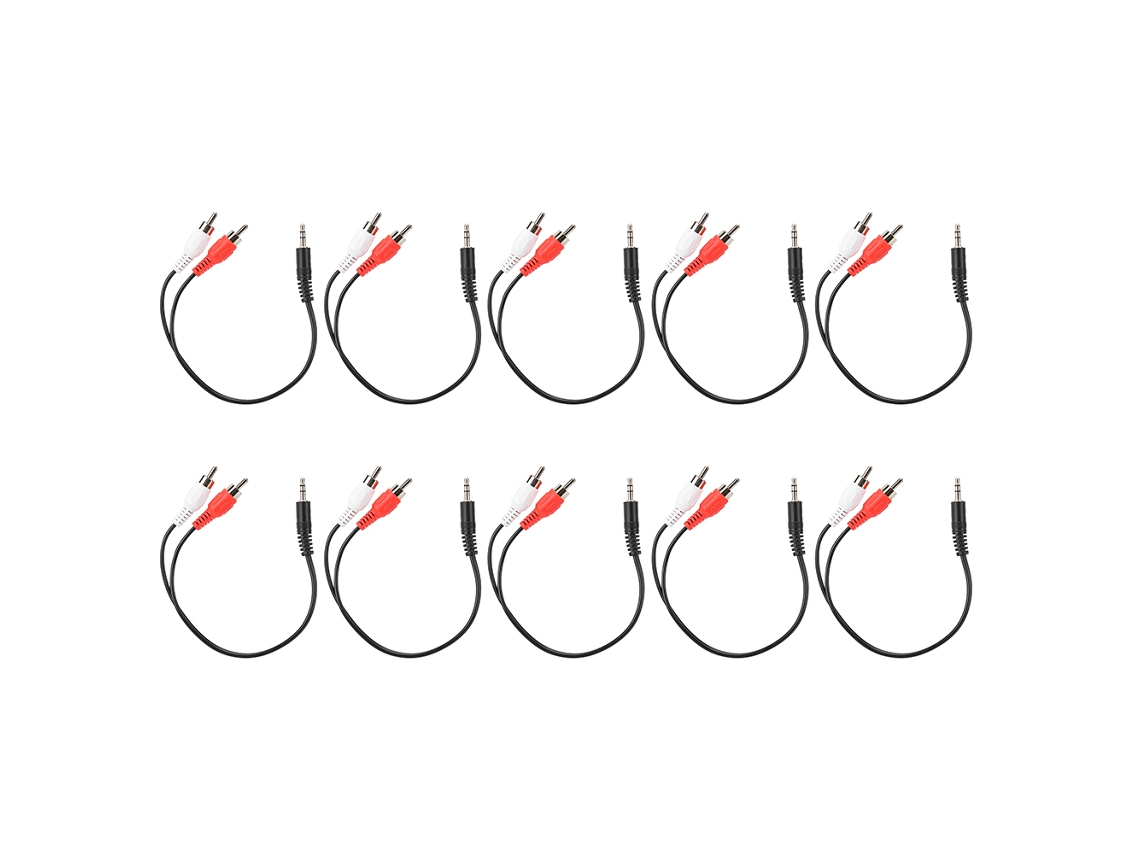 10 Cables Adaptadores De Audio De 3,5 Mm Macho A 2 Rca Macho (2 En 1, 28 Cm)