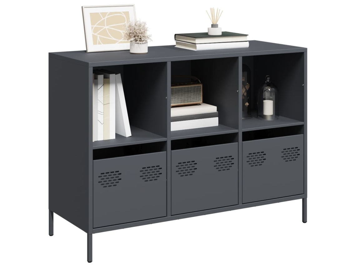 Aparador | Mueble De Comedor | Buffet Acero Laminado En Frío Gris Antracita 101,5x39x73,5 Cm Wsd72533