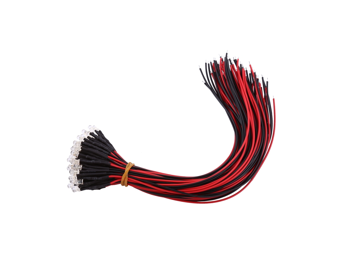 50 Diodos Led Difusos De 3 Mm Con Cable, Parpadeo Lento, Dc12v Multicolor