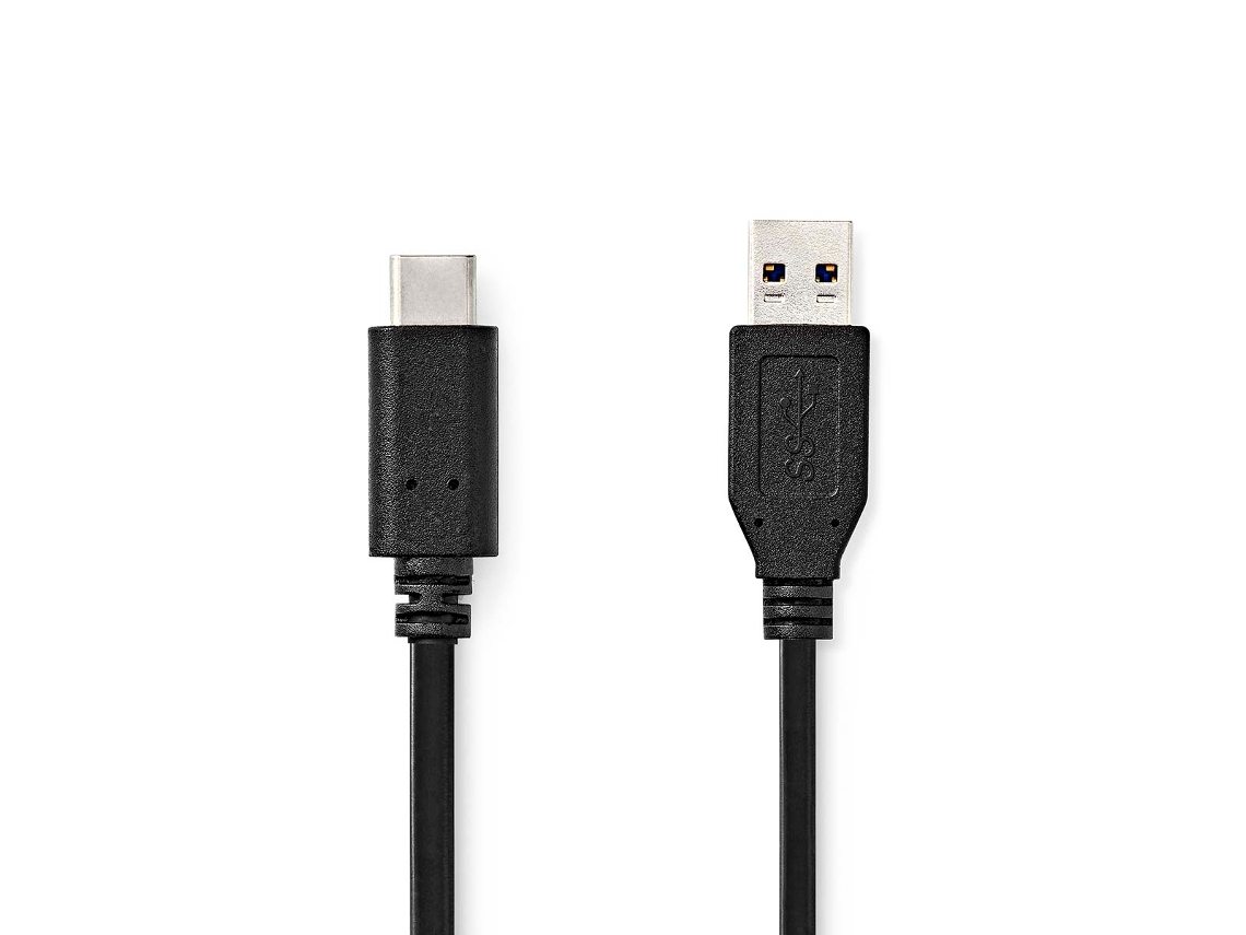 USB Cable USB 3.2 Gen 2 USB-A Male USB-C Male 60 W 10 Gbps Nickel Plated 1.00 m Round PVC Black Label NEDIS