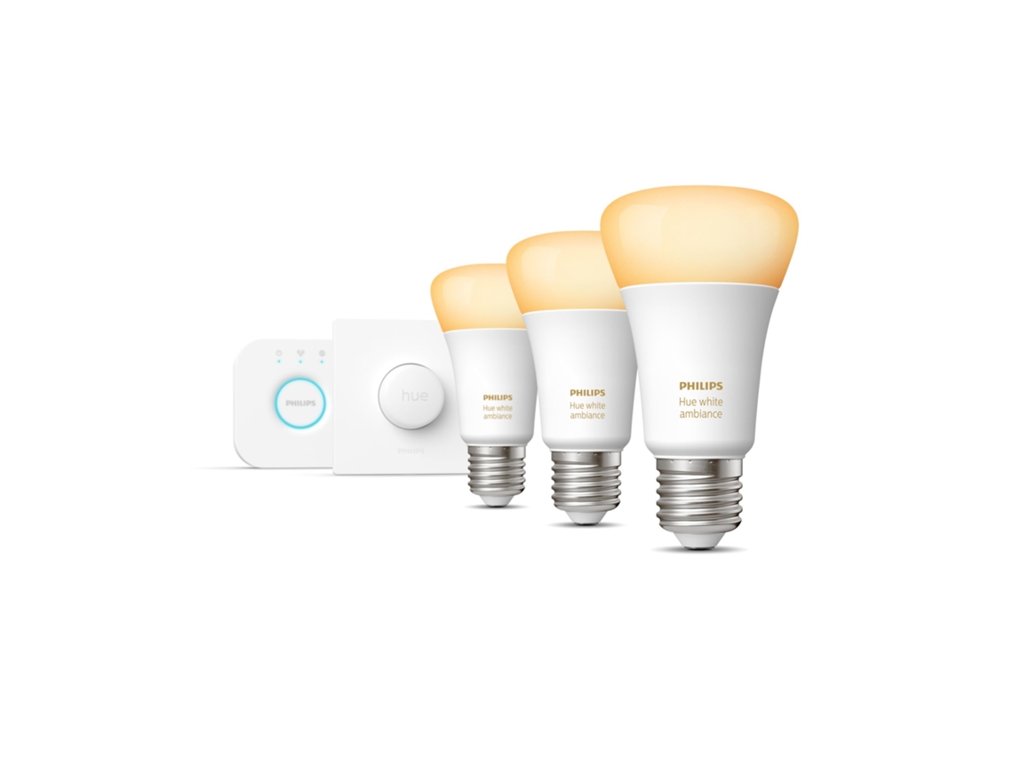 Philips Hue White ambiance Kit de inicio: 3 bombillas inteligentes E27 (1100) botón inteligente PHILIPS