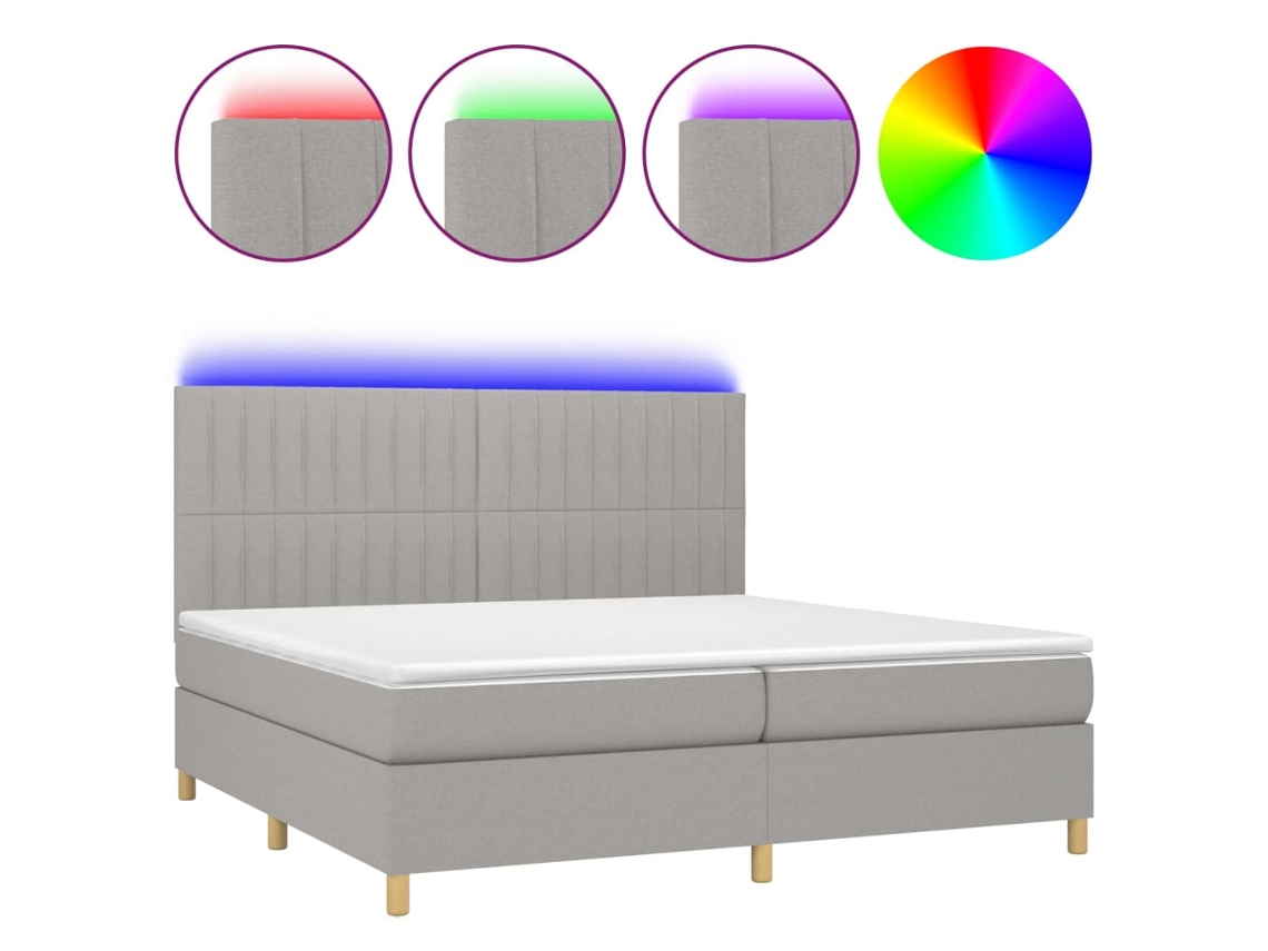 Maison Exclusive - Cama Box Spring Con Colchón Tela Y Led Gris Claro 200x200 Cm