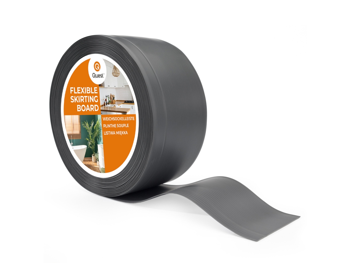 Zócalo de PVC 100x25 mm, 20 m, flexible, suave, gris oscuro Quest