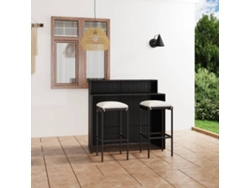 Set Muebles De Bar Para Jardín 3 Uds | Muebles Exteriores Y Cojines Negro
