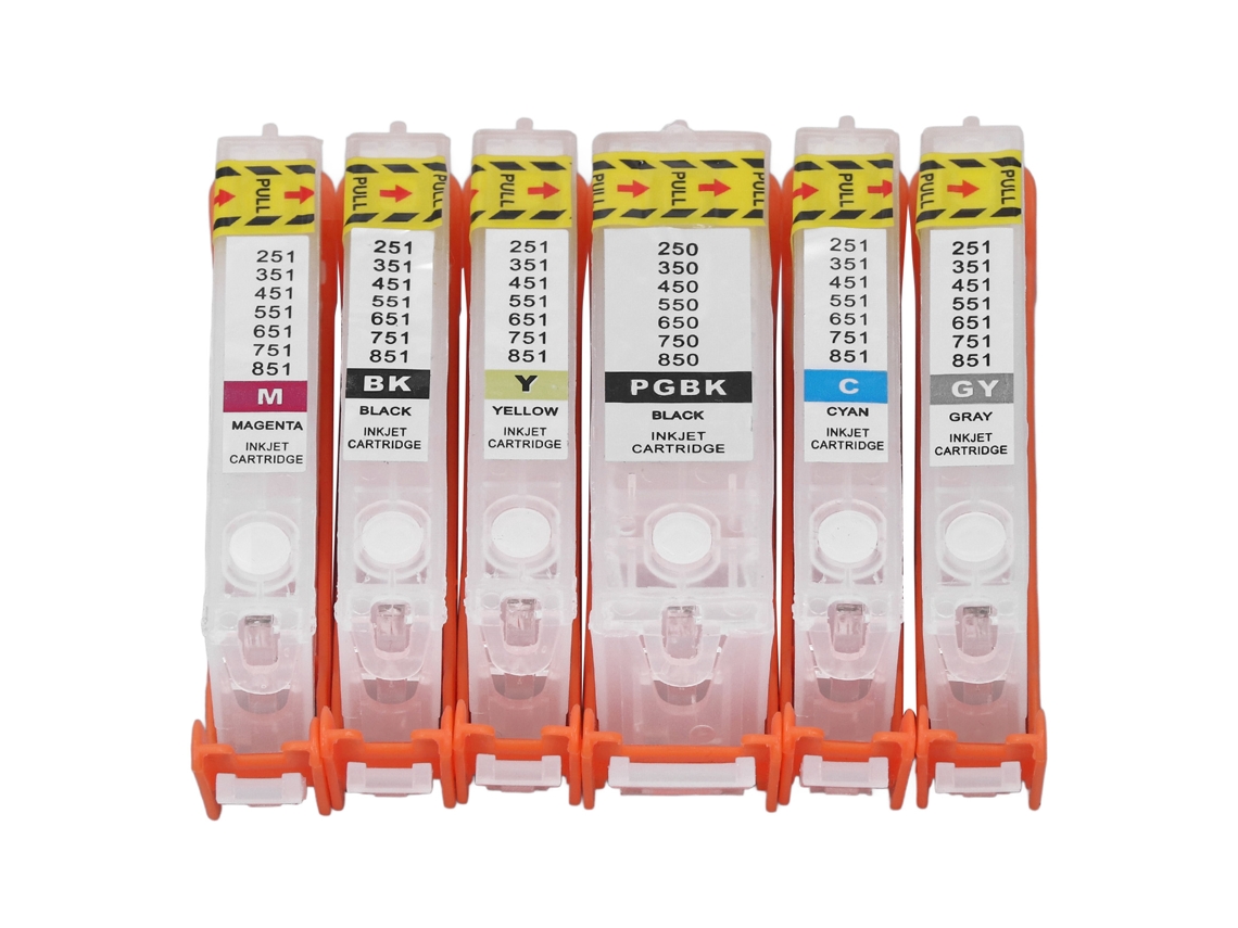 Juego De 6 Cartuchos De Tinta Pp Reutilizables Para Impresoras Con Salida Suave.