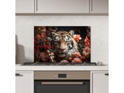 Panel antisalpicaduras de cocina con diseño de tigre - Animales - Naturaleza - Flores - Botánico 60x40 cm