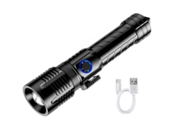 Linternas recargables, linterna LED superbrillante de alto lúmenes, linterna táctica de mano con 4 modos, con zoom, resistente al agua (negro) YIZHOOD