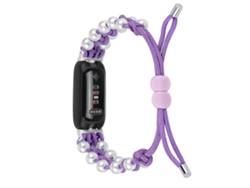 Correa ajustable para reloj inteligente con cuerda trenzada y decoración de perlas para Fitbit Inspire 3 Ly Ebike