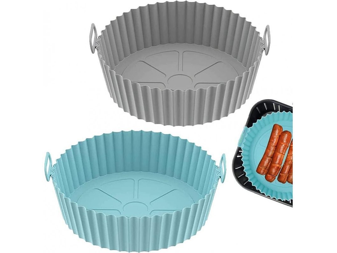 2026da-liner De Silicona Reutilizable Para Freidora De Aire 2 Piezas Accesorio Antiadherente Hasta 240°c Compatible 3.6qt-6.8qt Azul - Gris