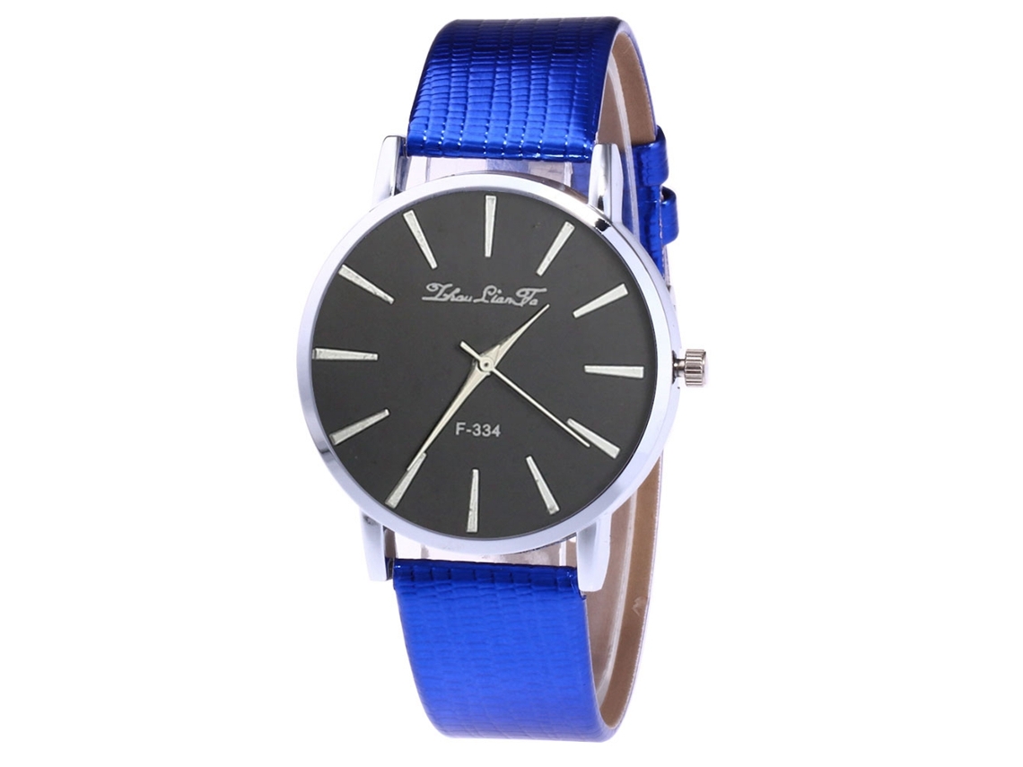 Reloj De Pulsera Unisex Para Parejas Con Correa De Pu, Movimiento De Cuarzo De Aleación, Sencillo, Moderno, Azul.