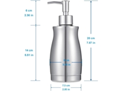 Dosificador Inox 400ml Recargable Para Jabón Manos Champú Gel Ducha Detergente