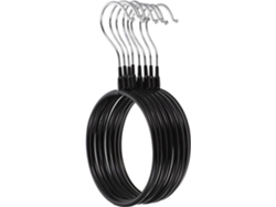 Soporte Redondo Bufandas Hierro Negro Pvc 8 Piezas Anillas Lisas Rebabas Práctico Elegante Organizador