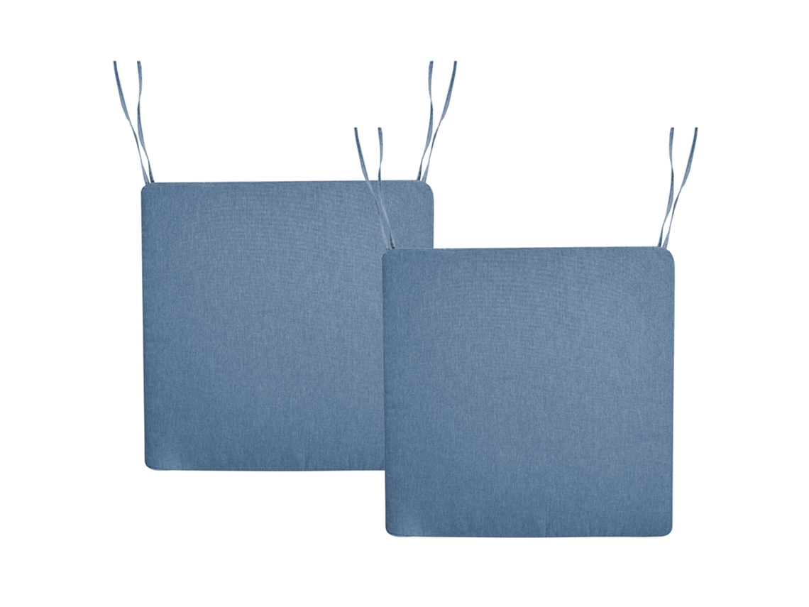 Conjunto De 2 Almofadas De Cadeira Para Jardim Beliani Sassari Premium De Poliéster Azul 46x46x5