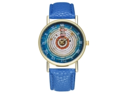Reloj De Cuero Para Hombres Y Mujeres De Pareja Con Dial Redondo Y Cuarzo (azul)