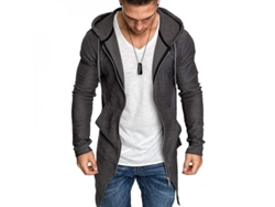 2026-chaqueta De Invierno Para Hombre Con Capucha Cremallera Manga Larga Slim De Mezcla De Algodón L Gris