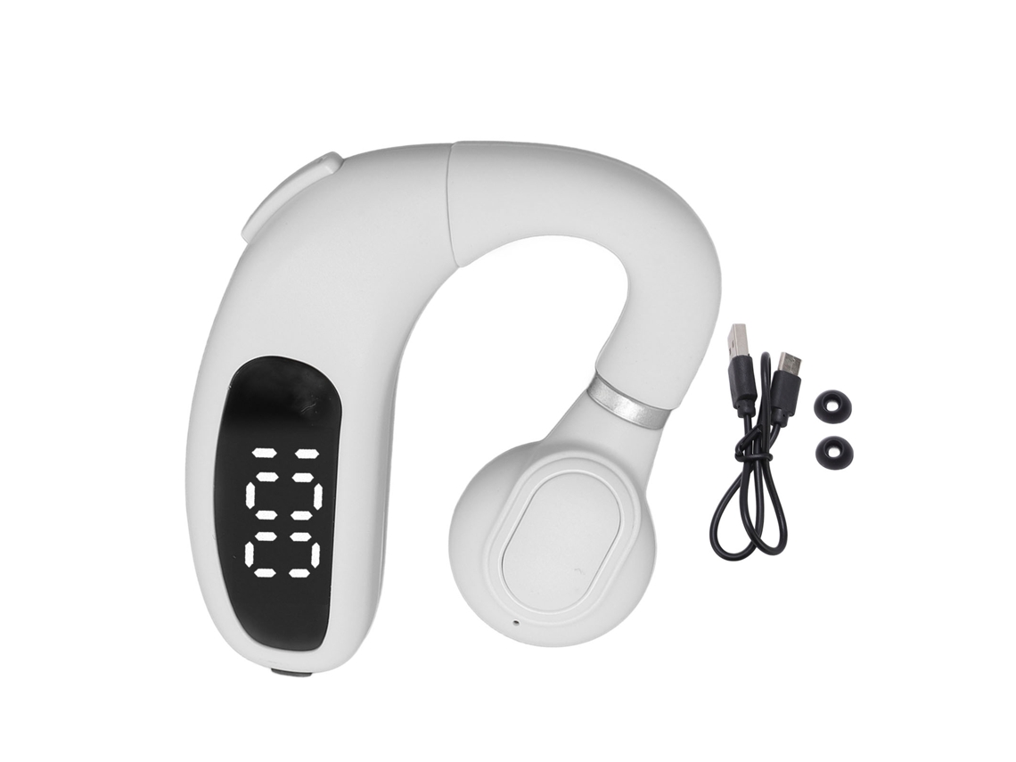 Fones De Ouvido Com Gancho Para Orelha Sem Fio Redução De Ruído Tela Digital Branco Alcance 10m