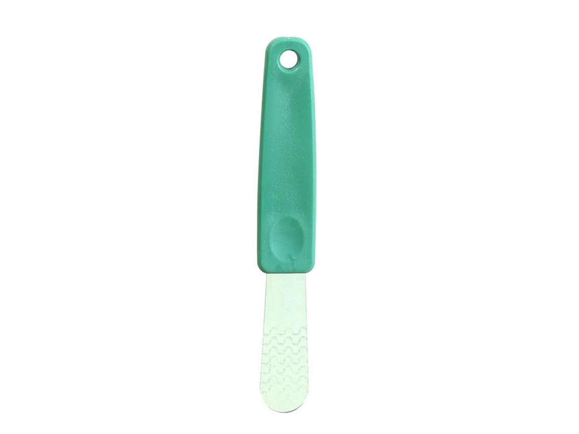 Cuchara transparente verde antideslizante para rellenar raviolis, ideal para la cocina.