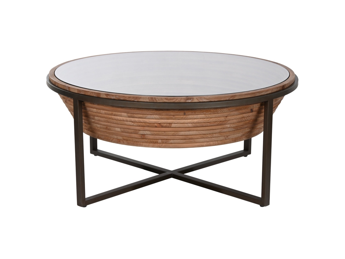 Mesa Centro Abeto Cristal Negro 102x102x46cm