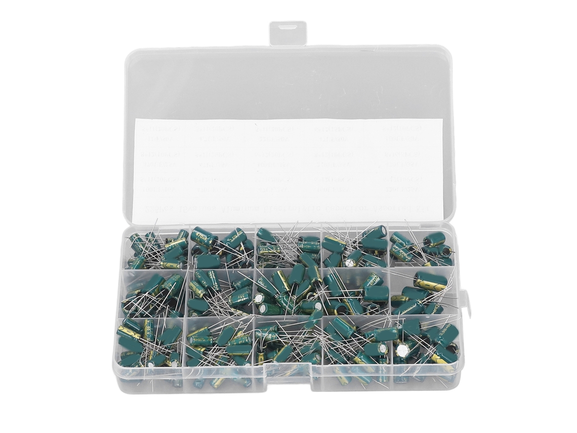 Kit De 225 Condensadores Electrolíticos De Aluminio, 15 Valores, 16-50v, 1-470uf