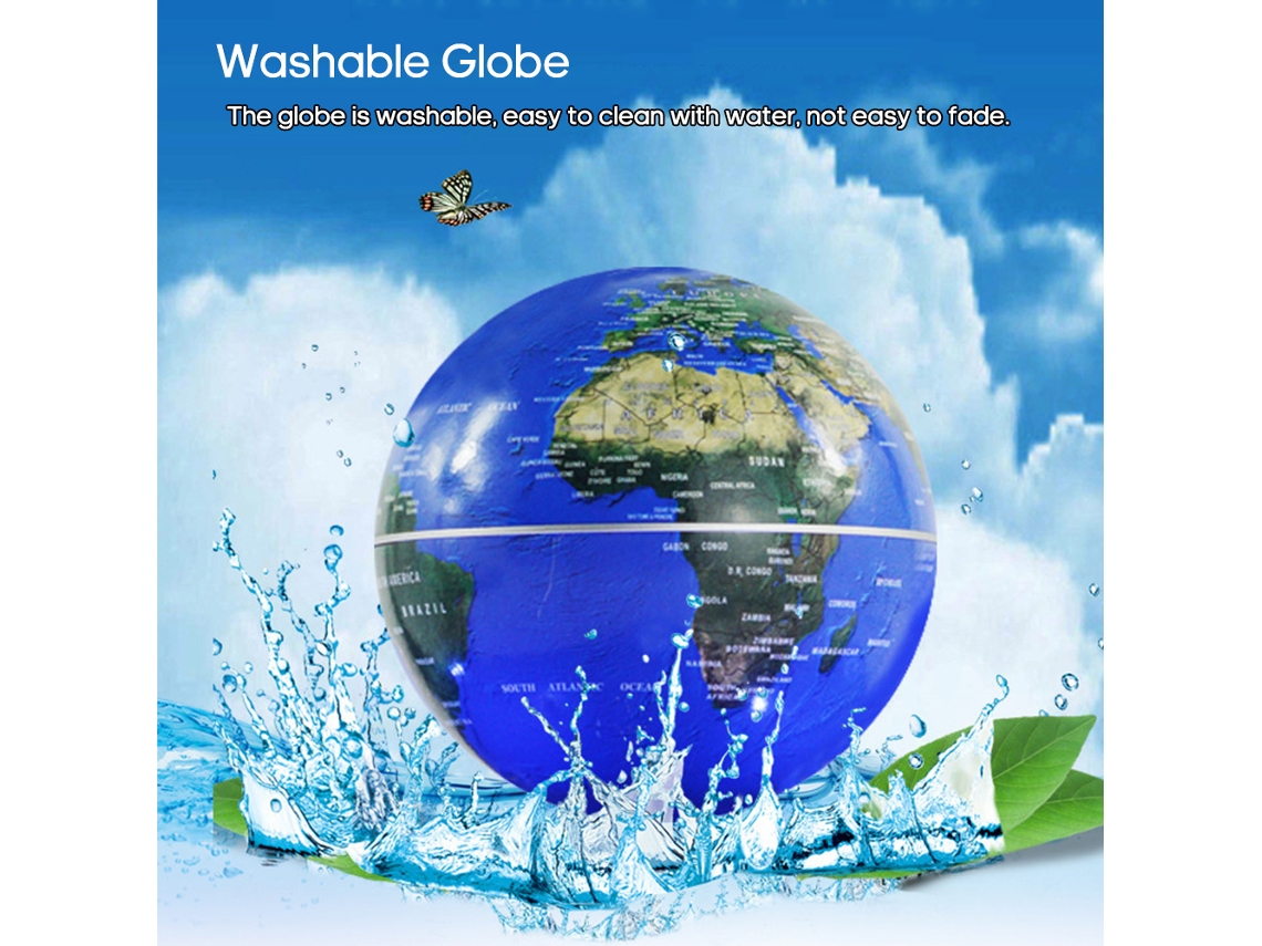 Globo flotante con base LED en forma de C para decoración y educación.