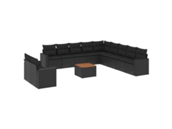 Maison Exclusive - Set De Sofás De Jardín 12 Piezas Cojines Ratán Sintético Negro