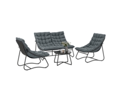 Conjunto Jardín 4 Piezas, Cojines 8cm, Textileno, 122x87x85cm, Zinc