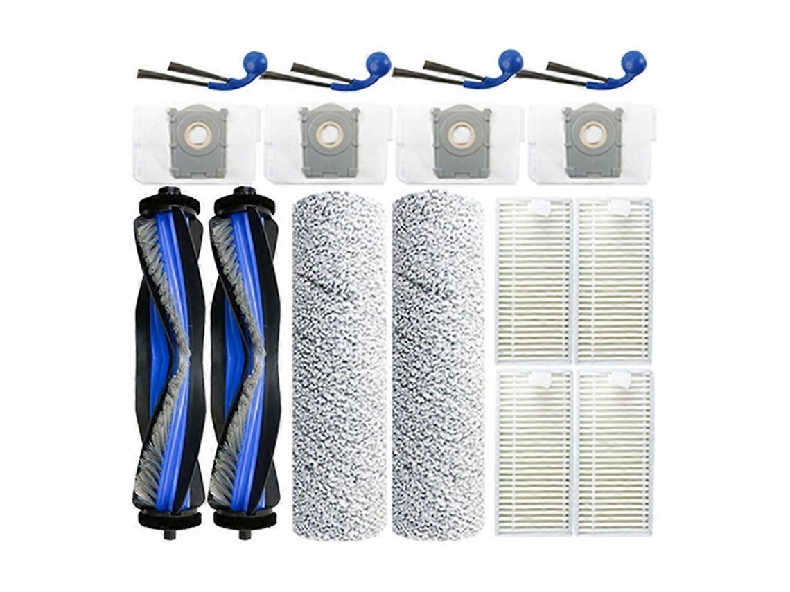 Accesorios para las aspiradoras robot Omni T80 y T80 Pro: cepillo lateral principal, filtro HEPA y paño de limpieza.