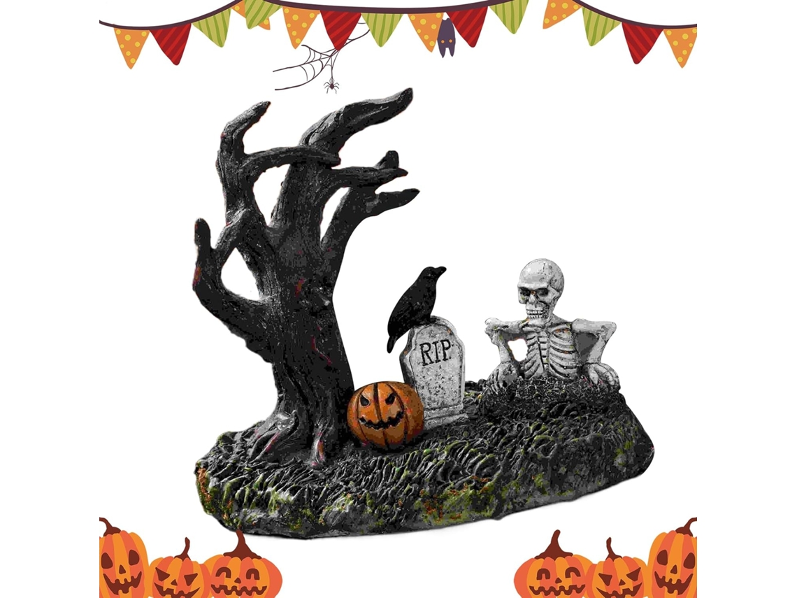 Figuras Y Estatuillas De Halloween Chimenea Rbol Calavera Cuervo L Pida Estatua Resina Para Mesa Escritorio Estanter A