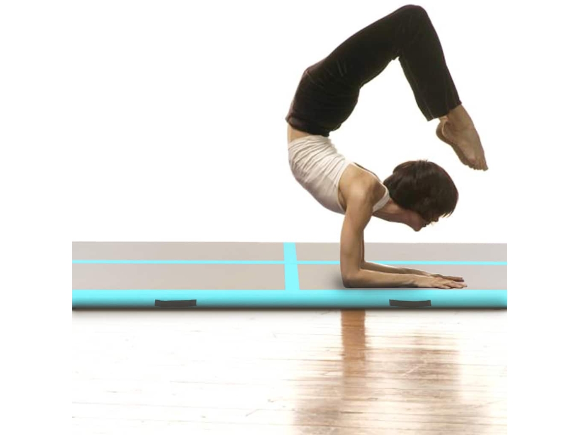 Esterilla Inflable De Gimnasia Y Bomba 400x100x10 Cm Pvc Verde