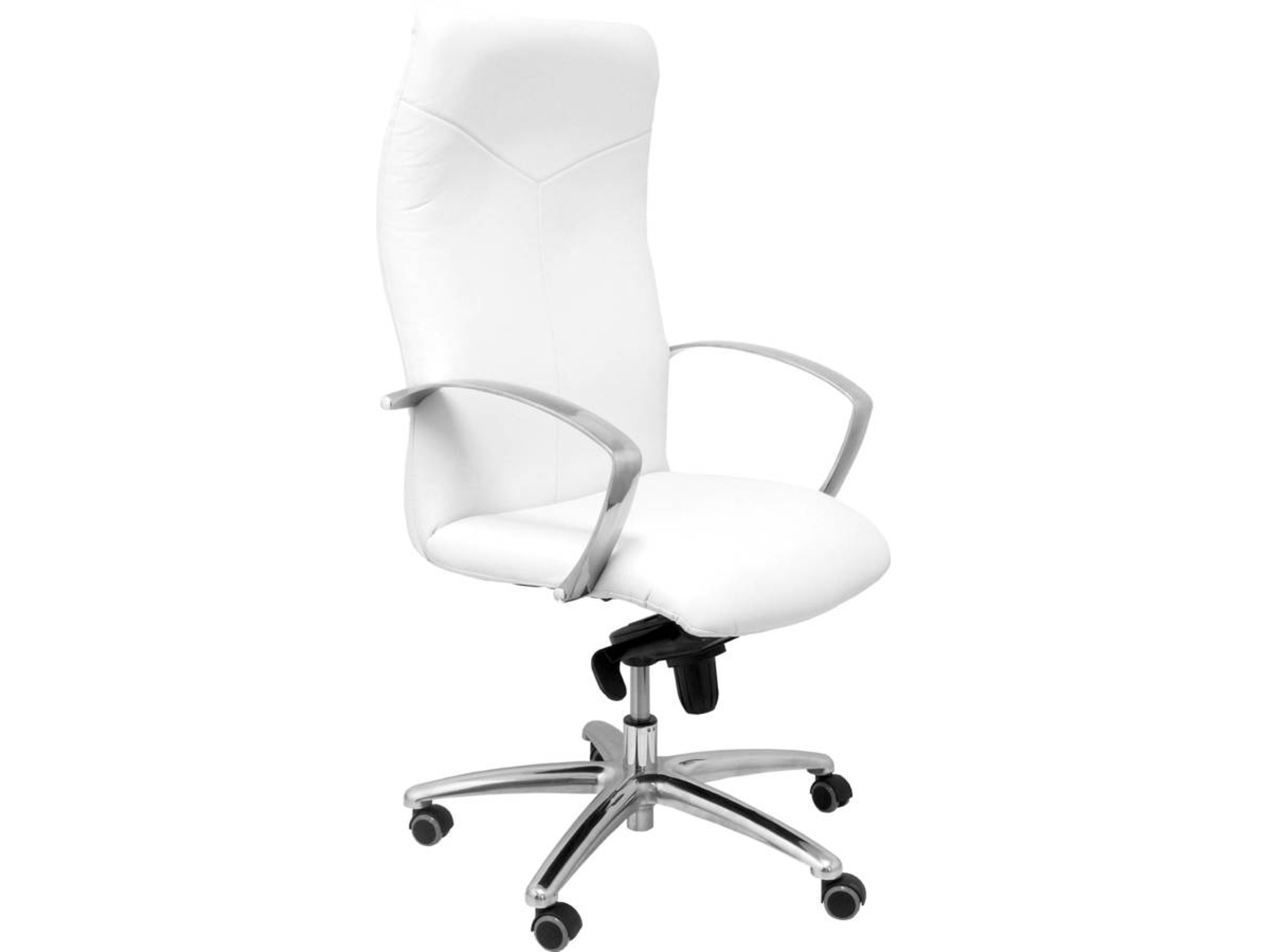 Silla de Escritorio Ejecutiva PIQUERAS Y CRESPO Caudete Blanco con ruedas de parqué (Similpiel)
