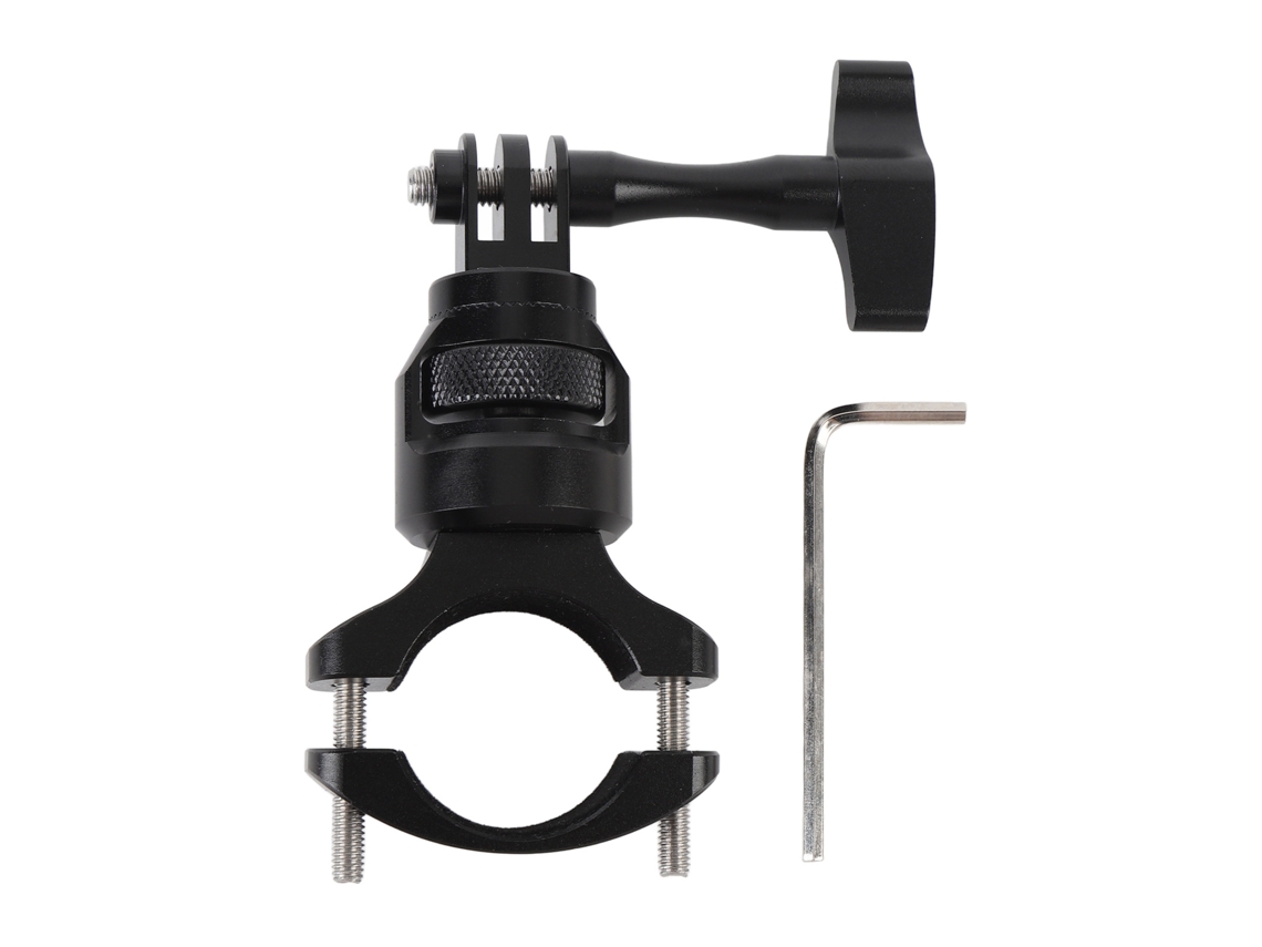 Soporte Para Cámara Deportiva, Abrazadera Para Manillar, Motocicleta/bicicleta, Rotación De 360 Grados, Aleación De Aluminio Negro.