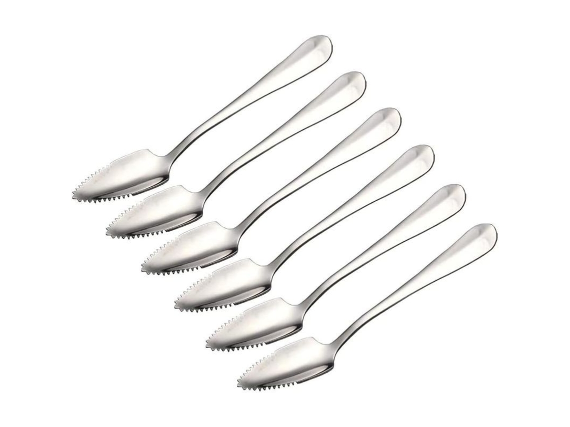 Cucharas De Acero Inoxidable Para Pomelo Con Bordes Dentados, Un Juego Adecuado Para Frutas Y Postres.
