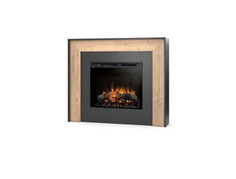 Chimenea LED eléctrica independiente ZUNI 28' 130.2 x 110 x 27.5 Roble claro / Negro OUTINFIRE