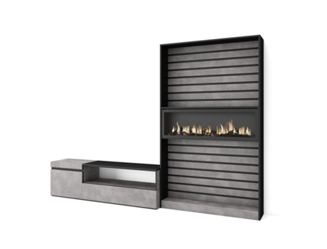 Muebles de Salón para TV 260x186x35cm Para TV hasta 65 Chimenea eléctrica Cemento