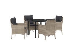 Maison Exclusive - Juego de comedor de jardín de 5 piezas en mimbre gris claro