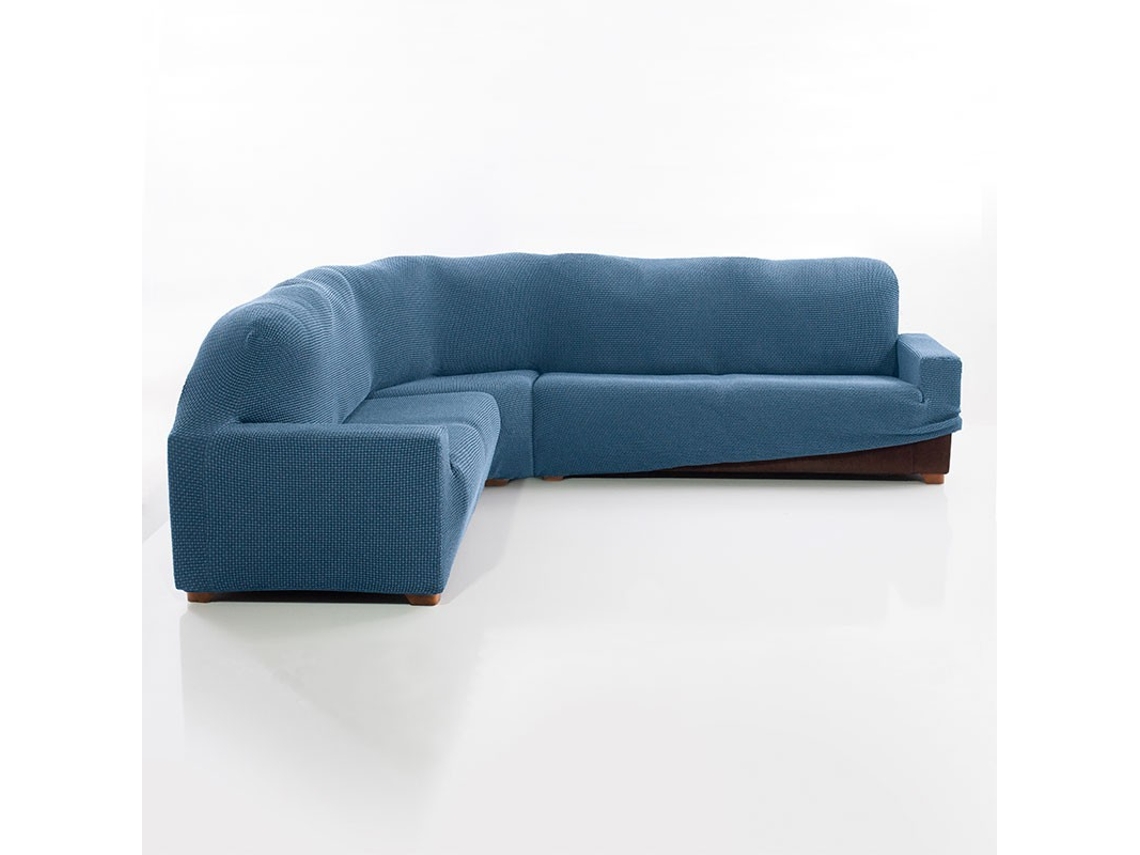 Maxifundas Fundas De Sofa Chaise Longue. Funda Sofá Rinconera Relive Color Celeste. Funda Protectora Súper Elástica Para Sofá Rinconera.