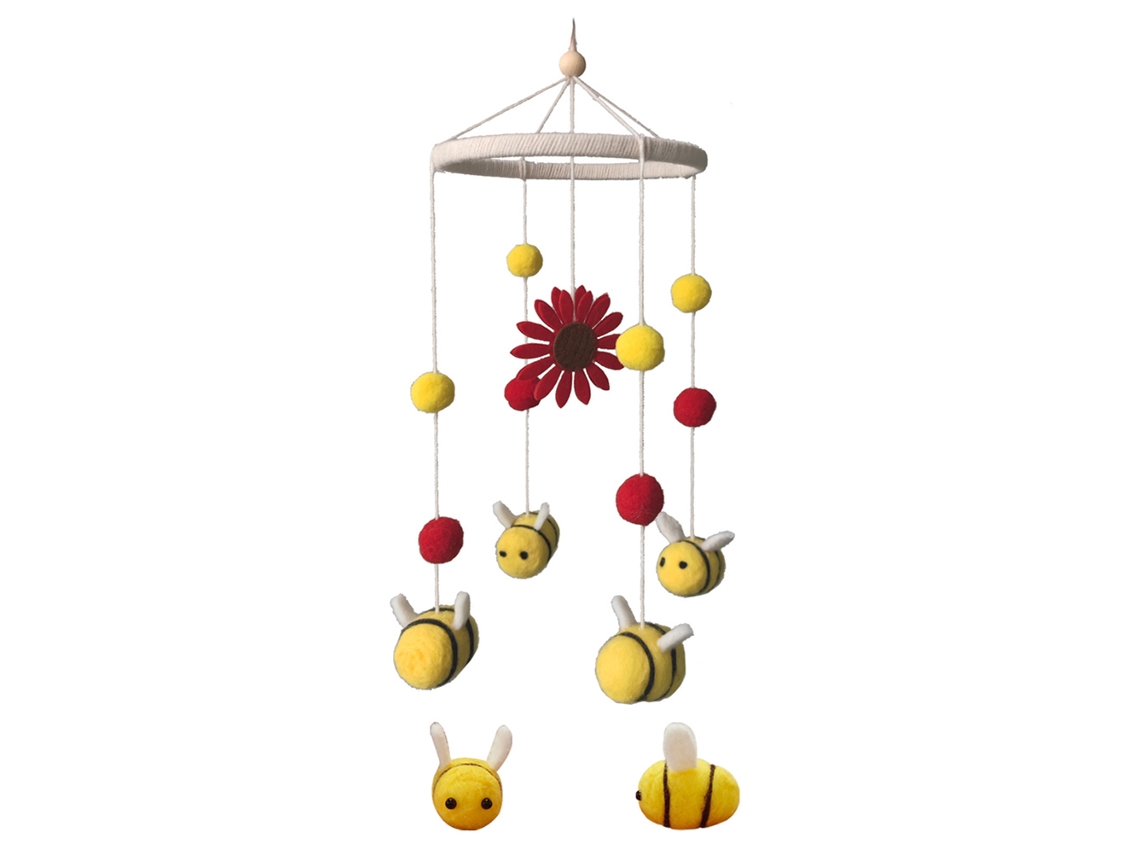 -móvil Colgante Abeja Peluda Para Cuna Bebé, Campanillas Giratorias, Decoración De Niñera Y Dormitorio
