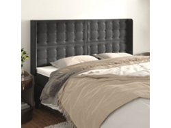 Cabecero Con Orejas De Terciopelo Gris Oscuro 163x16x118/128 Cm